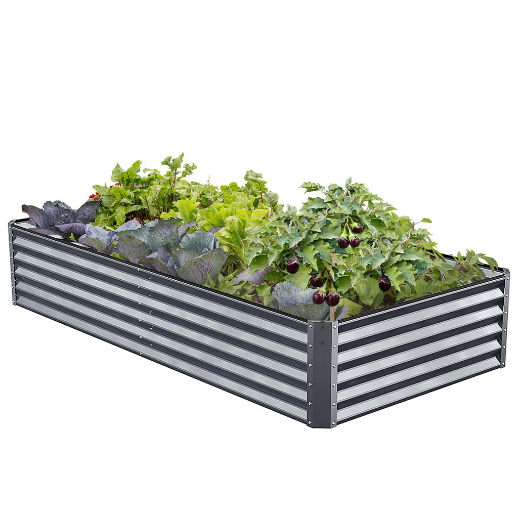 17" Tall, Galvanized Metal Raised Beds , Titanium Grey SavanaGarden